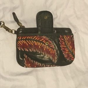 Fossil Leather Clutch with Feather Pattern